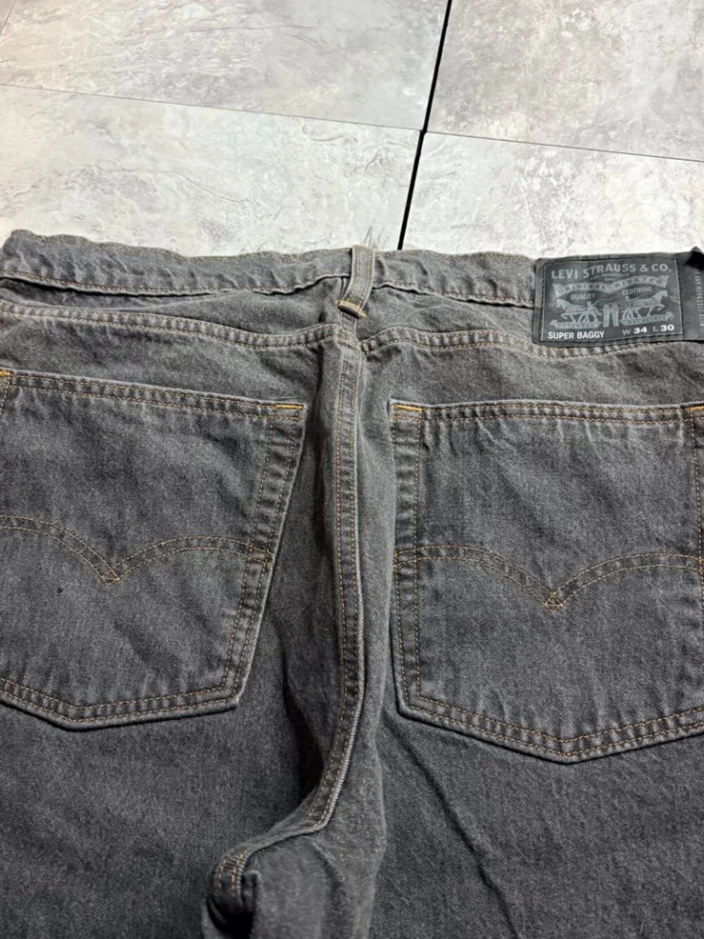 Levi's Super Baggy Jeans 34x30 Faded Black Wide Leg Y2K Skater
